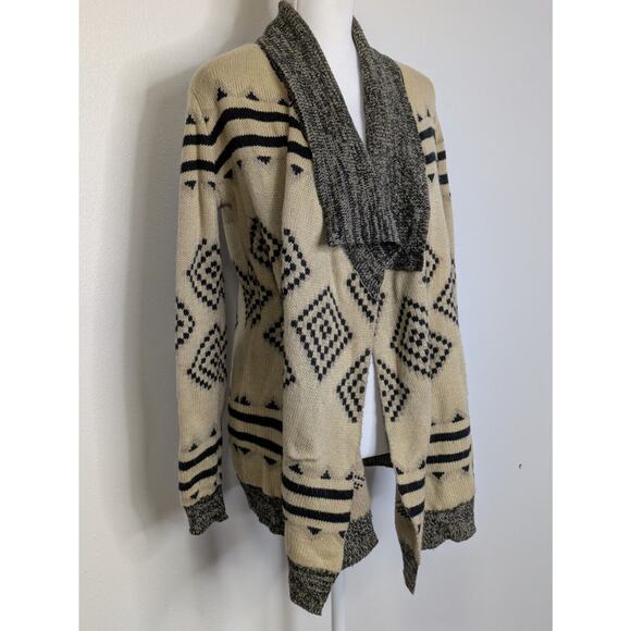 Charming Charlie Beige Size Small Open Cardigan Black Beige Long Sleeve - Picture 2 of 8